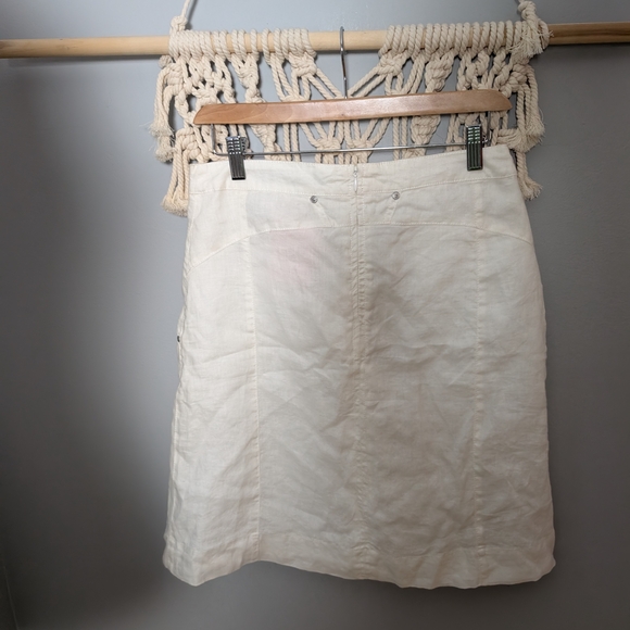 Sandwich Linen White Belted Chic Mini Skirt for Women Classic Timeless 34 Size 4 - Picture 4 of 6